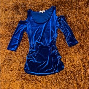 Boston Proper Sapphire Blue Velvet Mini Dress
